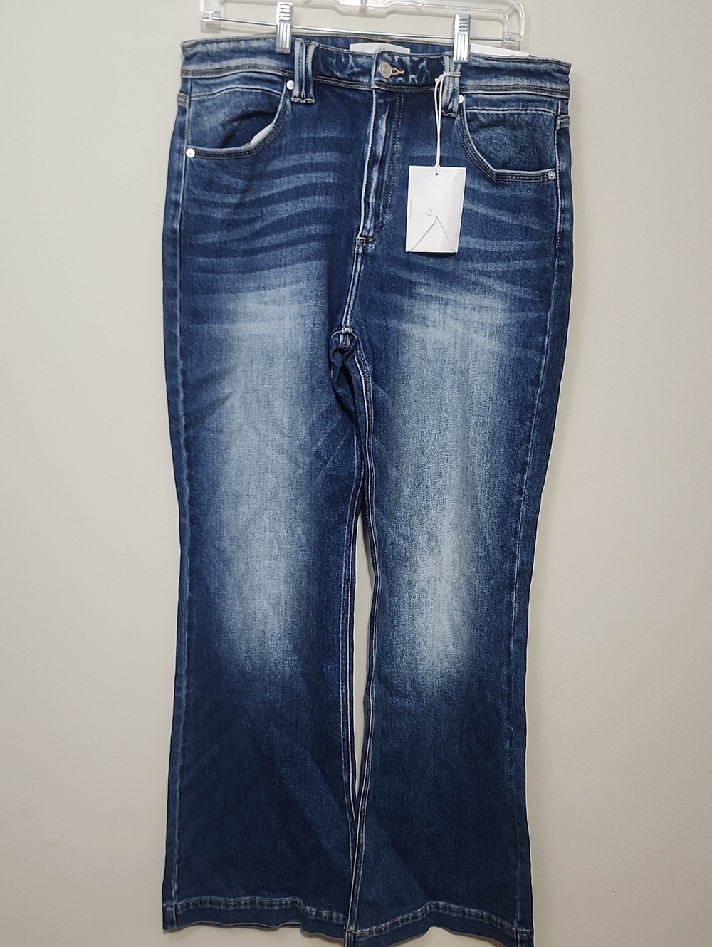 NWT KanCan Wide Leg Flare Jeans Dark Wash Faded Size 30